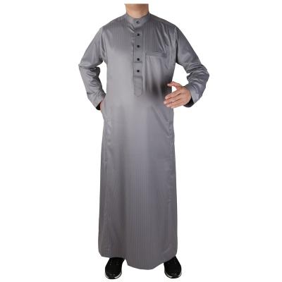 China Strip Design Fashion Daffah Polyester Korean Ethnic Arabic Muslim Muslim Clothing Jubah Abaya Jalabya ​​Thobe Kaftan Dress For Eid for sale