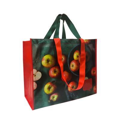 China Reusable Custom Supermarket Eco Friendly Printing Grocery Storage Recycle Shopping Tote Reusable RPET Bag With Logo for sale