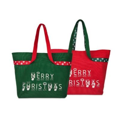 China OEM/ODM Luxury Custom Printed Tote Christmas Handled Canvas Shoulder Shopping Tote Bag With Handle for sale