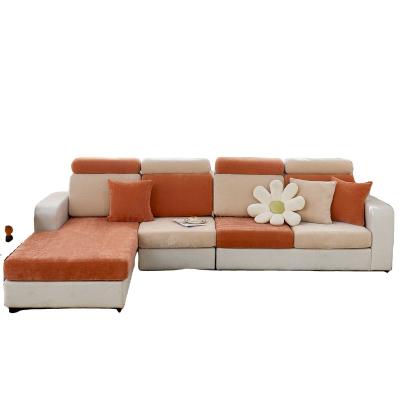 China Soft Orange And Khaki L-Shaped Imperial Concubine Sofa Covers Elastic Sofa Cover Removable In Living Room for sale