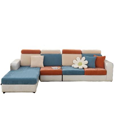 China Imperial blue+Orange+Khaki Concubine Sofa Covers Elastic Sofa Cover L-Shaped Acid Soft Removable In Living Room for sale