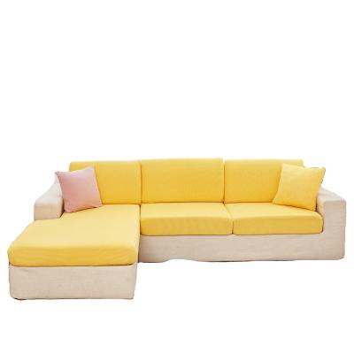 China New Soft Yellow Waterproof Anti-dirty Corner Sofa Cover L-shaped Butter Sofa Seat Cushion Cover Seat Protector for sale