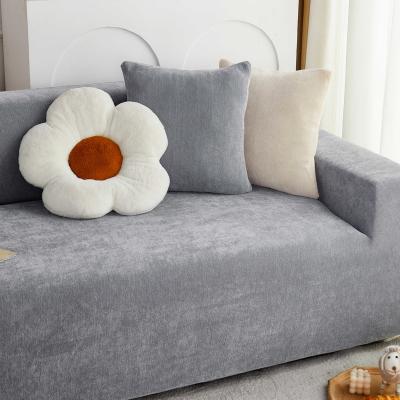 China Grayish White Elastic Chenille Sofa Seat Cushion Cover Elastic For Sofa Cover Case Protector One Piece Furniture for sale