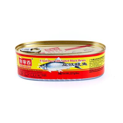 China Canned Bulk Canned Fish 227g Canned Fried Dace With Salted Black Bean for sale