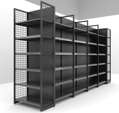 China Beautiful Single Sided / Double Sided Durable Metal Duty Customized Gondola Supermarket Shelving For Pharmacy Equipment for sale