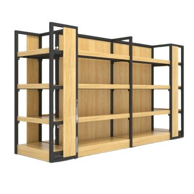 中国 double sided wooden shelves store supermarket supplies shelves/gondola supermarket shelf 販売のため