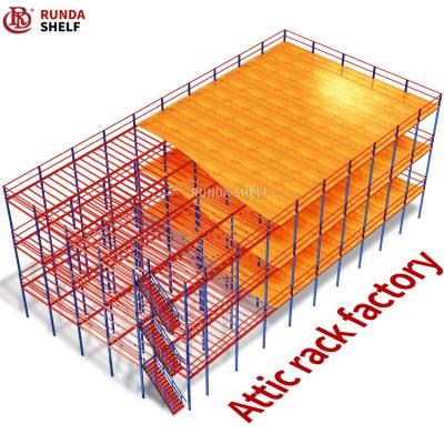 China Heavy Duty Attic Rack Industrial Warehouse Loft Racking Pipe Rack Combination Multilevel Attic Racking for sale