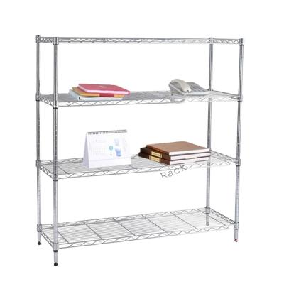 China Single Sided Wholesale Supermarket Grid Shelving Chrome Plated Storage Racks Wire Locker Shelves for sale