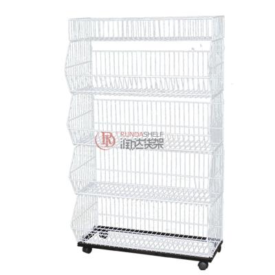 China RD Supermarket Snack Display Rack Metal Shelves Single Sided Snacks Racks Wire Basket Display Stand Grid Shelving for sale