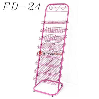 中国 Custom wholesale free standing double sided nail polish display rack RD-FD-24 販売のため