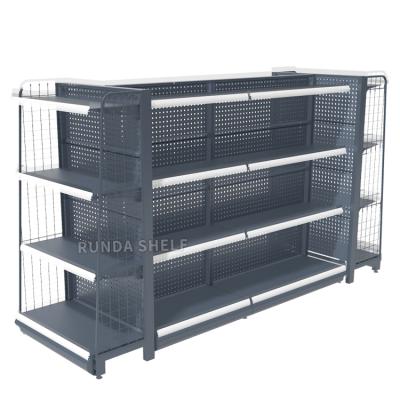 China Corrosion protection good quality stretching shelf bracket price forshop forsale for and black gondola shelving Te koop