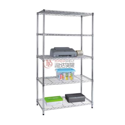 China Multifunctional Corrosion Protection Storage Rack 5 Tier Wire Shelving With Wheel Hot Selling Chrome Wire Accessories Te koop