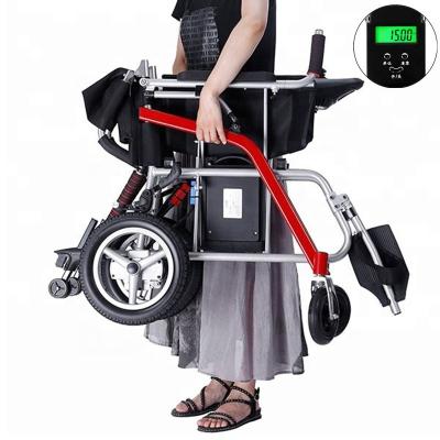 China Magnesium alloy wholesale price 15KG small portable foldable lightweight lithium battery electric wheelchair for sale