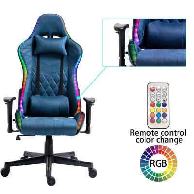 China (Size)Adjustable Fabric Professional Chair Painted Steel Base Wheel Quiet Gaming RGB Gaming Chair Silla gamerLED for sale