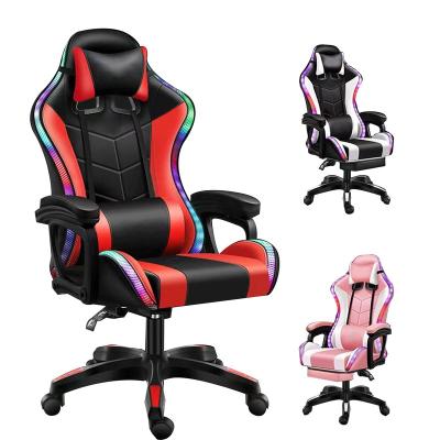 China High Quality Hot-selling Convertible RGB LED OEM ODM Complies Human Body PC Game Rotating Racing Gaming Chair for sale