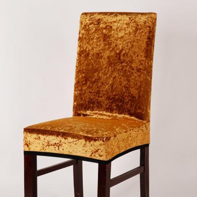 China Modern Gold Crush Velvet Chair Cover Slip Cover Dining Chair Seat Cover Slipcover for sale