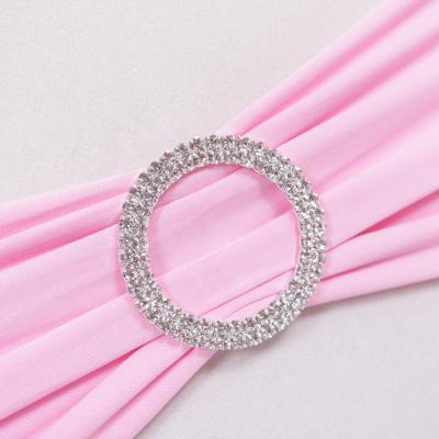 China high quality zinc alloy wedding rhinestone big round buckle for chair sash decoration for sale