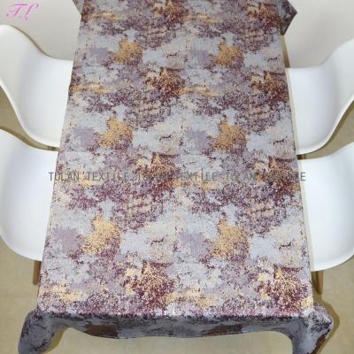 China Metallic elegant polyester brocade jacquard dining table cover metallic tablecloth for home use for sale