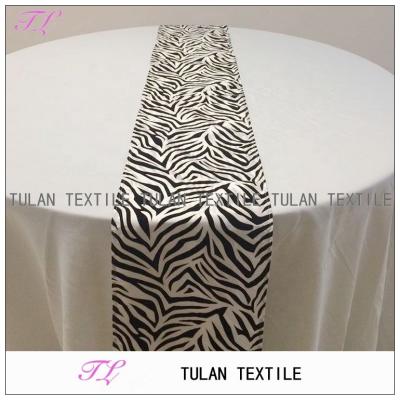 China Flocking animal zebra flocked taffeta table runner to wedding decoration for sale