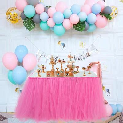 China Decorative Bubble Pleat Tutu Table Skirt For Party Events Wedding Pink Tulle Tutu Design for sale