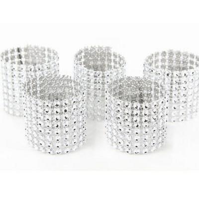 China Single Silver Bling Napkin Ring Holders Wedding Napkin Ring Rhinestone Chair Sash Clip for sale