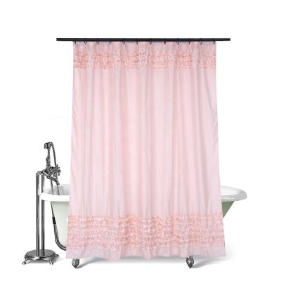 China Durable 100% Polyester Glitter Sequin Ruffle Water Proof Bathroom Shower Curtain Linen Set for sale