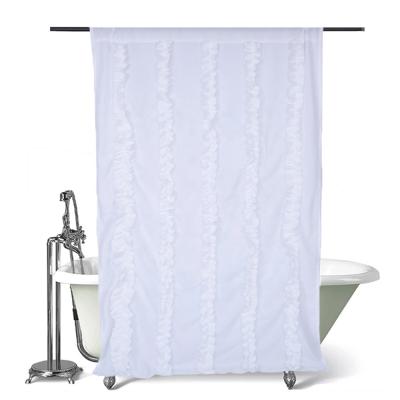 China Sustainable Waterproof Polyester Stripe Hive Farmhouse 100% Rustic Shower Curtain For Bathroom for sale