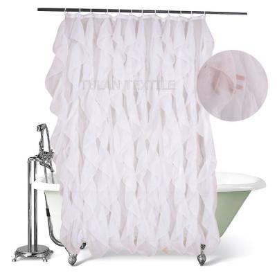 China Sustainable Sail Design Shower Curtain Ruffle Waterproof Chic Shower Curtain New White for sale