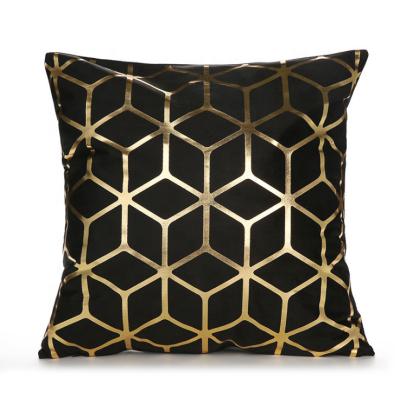 China Viable Custom Design Black Velvet Gold Metallic Gold Foil Pillow Covers Pillow Cases for sale