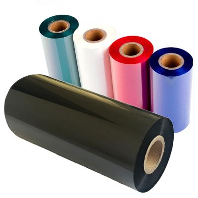 China COMPATIBLE heat transfer label sticker paper printing 104 mm ttr ribbons black 300m X wax resin ribbons for sale