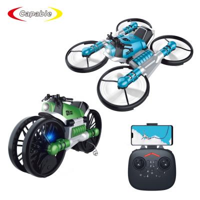 China RC Hobby 2 in 1 Foldable Deformation Quadcopter Motorcycle Drone Motorcycle with Camera and Wifi for sale