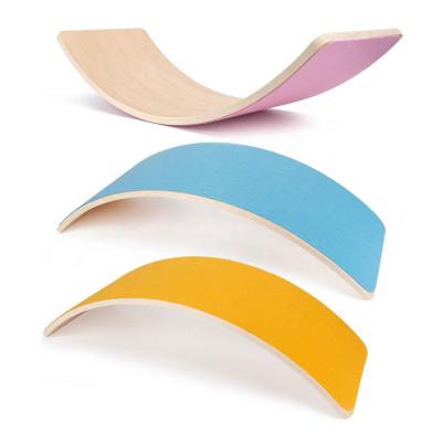 China 15mm Thickness Beech Kids Shimmy Board Balance Balance Board Eco-Friendly High Quality Eco-friendly Natural Wooden Curvy Board Balance Rocker Balance Seesaw Toys for Kids and Adults for sale