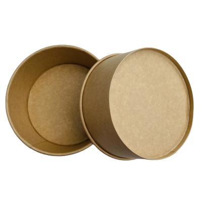 China Contemporary Custom Logo PE Coated Lid Brown Soup Hot Containers Disposable Kraft Paper Bowl For Soup for sale