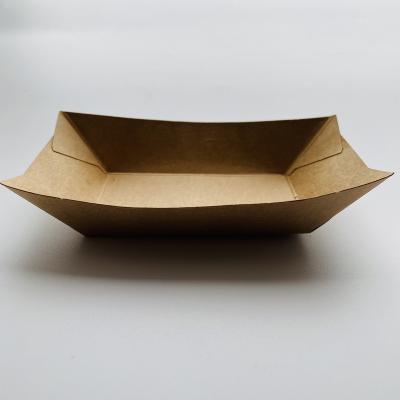 China Eco-friendly Brown Paper Food Wrapping Paper Crafts Disposable Paper Lunch Box For Fast Food for sale