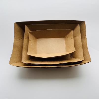 China Kraft paper factory hot sale custom printed kraft paper ship tray for restaurant for sale