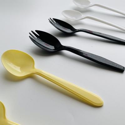 China Wrapped yellow disposable plastic spoon stored for party for sale