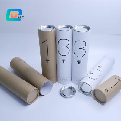 China CFY Manufacturers Biodegradable Cylinder Paper Tubes For Underwear Silk Apparel Scarf Eco-friendly Paper Tube With Metal Lid For T Shirt for sale