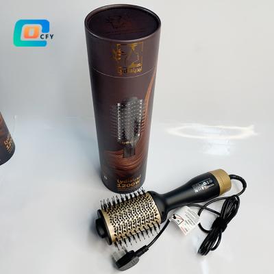 China Design 100% Eco-friendly Luxury UV Black Printing Packaging Paper Tube Curling Iron Straight Comb Paper Tube for sale