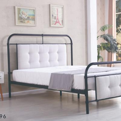 China Durable Modern Design Factory Price Queen Size Queen Size Metal Bed Frame With PU Headboard for sale