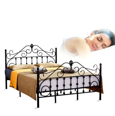 China Contemporary White Black Metal Bed Wrought Iron Bed Frame Bedroom Furniture for sale