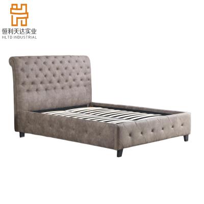 China Durable French Luxury Leather King Size Frame Upholstered Double Bed For Modern Bedroom Furniture for sale