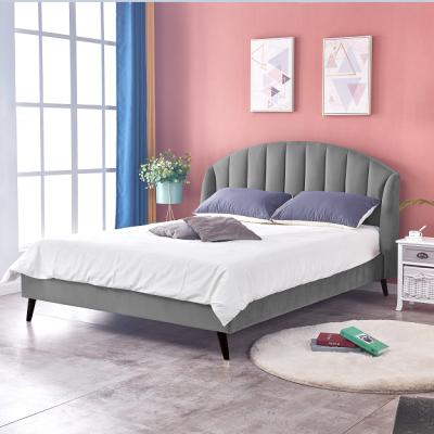 China Luxury High Headboard Modern Customized King Size Tufted Upholstered Bed for sale