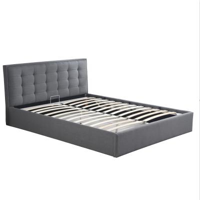 China Storage Bed Bedroom Furniture Gas Lift Up Storage Design Gray Upholstered Bed Frame for sale