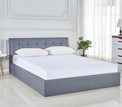 China Single Style Bedroom Furniture Gas Lift Up Storage Gray Fabric Queen Queen Bed Frame Single Double Beds for sale