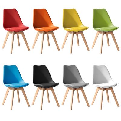 China (Size) China Adjustable Tulip Dining Chair Modern Home Furniture With Beech Legs Plastic Dining Chair Price For Sale for sale