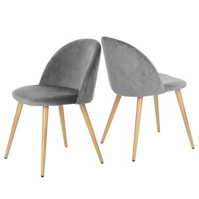 China (Size) Gray Velvet Fabric Dining Chairs Adjustable Modern Pink Living Room Chairs With Metal Legs Dining Room Furniture Set for sale