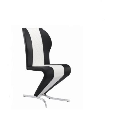 China Eco - Friendly Modern Black And White Z Shape Leather Dining Chair With Chromed Legs for sale