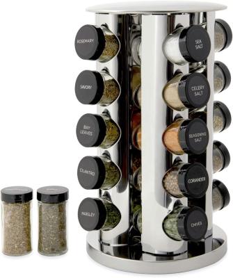 China Viable Rotating Spice Rack With 20 Jars Spice Rack Stainless Steel Container Position Cabinet Rotating Seasoning Tower For Kitchen for sale