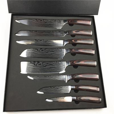 China Wholesale Price 9pcs Stainless Steel Viable Sharp Wood Chef Santoku Modern Knives Kitchen Knife Set for sale