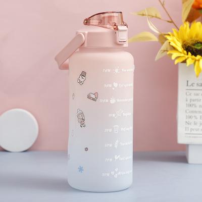 China 2 Liter Sustainable Motivational Sports Bottle Jug Gallon Leakproof Drinking Motivation Bottle With Time Keeping Marker And Straw for sale